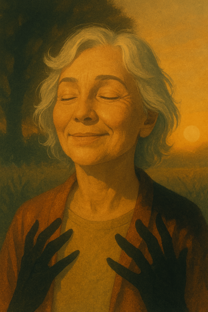 Tevreden vrouw handen